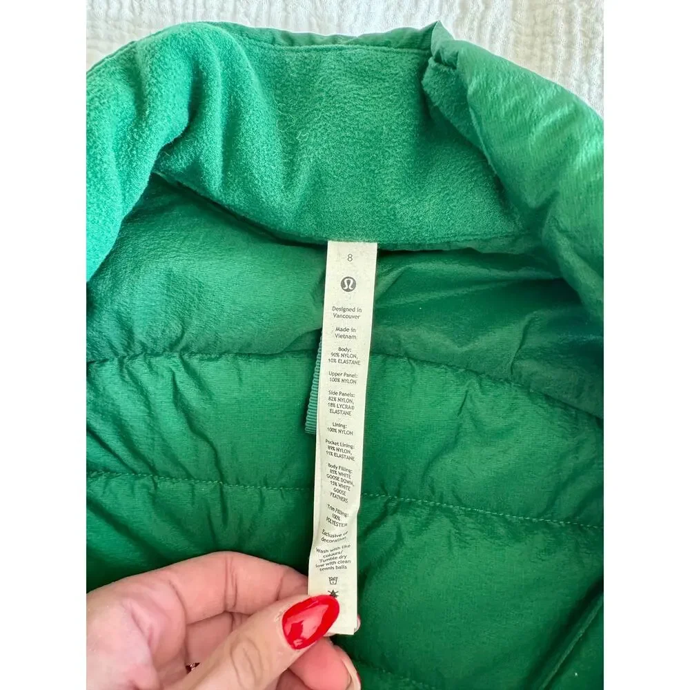Lululemon Quilted Vest Women’s 8 Green Down For It All Everglade Athleisure - Picture 7 of 16